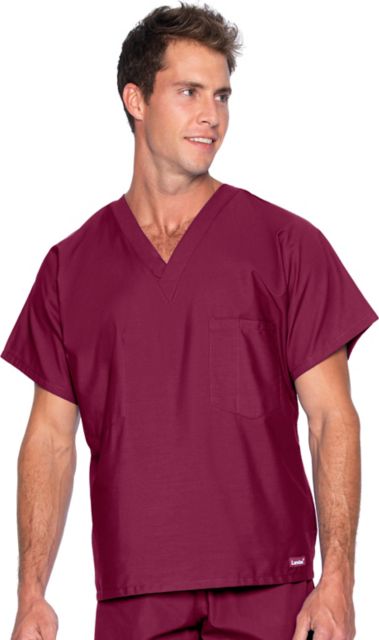 Essentials Unisex 1-Pocket V-Neck Scrub Top Wine Xtra Large