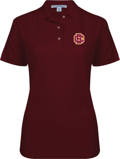 Bethune Cookman Womens Silk Touch Burgundy Pique Polo Primary Mark - ONLINE ONLY