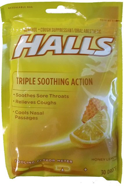 HALLS Relief Honey Lemon Cough Drops  30 Drops